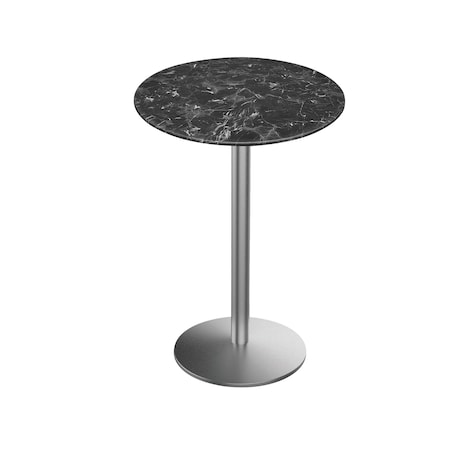 Holland Bar Stool Co 42 Tall OD214 St Steel Table Base w22 Dia foot and 32 Dia Black Marble Top, IndoorOutdoor OD214-2242SSODS32RBM
